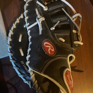 Rawlings Black and White Leather Baseball Glove